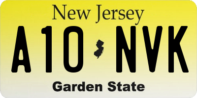 NJ license plate A10NVK