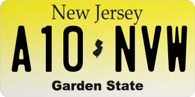 NJ license plate A10NVW