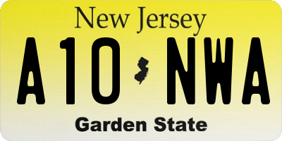 NJ license plate A10NWA