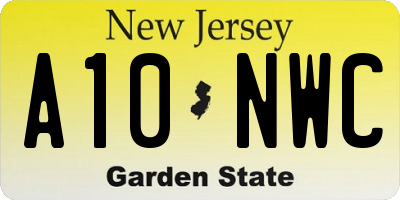 NJ license plate A10NWC