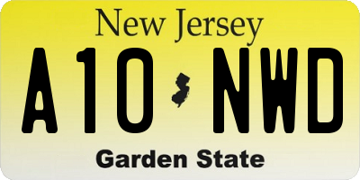 NJ license plate A10NWD