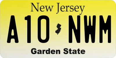 NJ license plate A10NWM