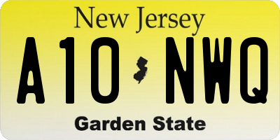 NJ license plate A10NWQ
