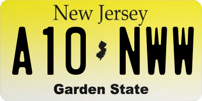 NJ license plate A10NWW