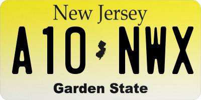 NJ license plate A10NWX