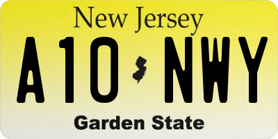 NJ license plate A10NWY