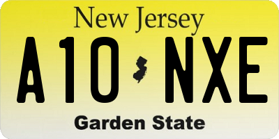 NJ license plate A10NXE