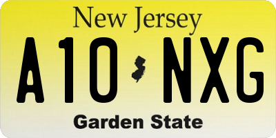 NJ license plate A10NXG