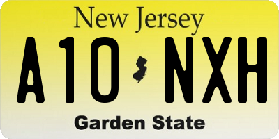 NJ license plate A10NXH
