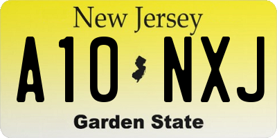 NJ license plate A10NXJ