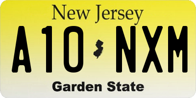 NJ license plate A10NXM