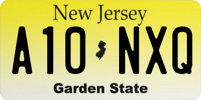 NJ license plate A10NXQ