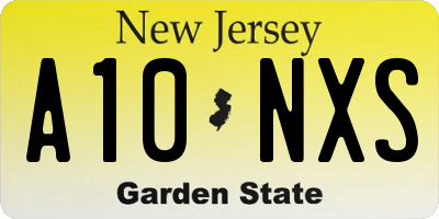 NJ license plate A10NXS