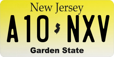 NJ license plate A10NXV