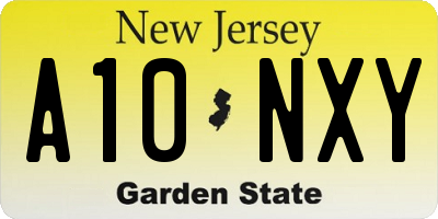 NJ license plate A10NXY