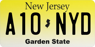 NJ license plate A10NYD