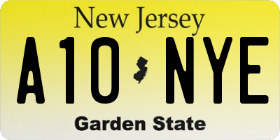 NJ license plate A10NYE