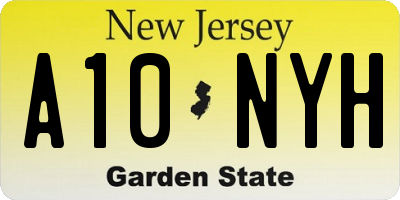 NJ license plate A10NYH