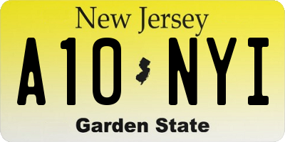 NJ license plate A10NYI