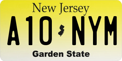 NJ license plate A10NYM