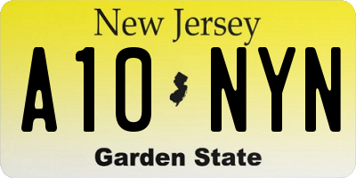 NJ license plate A10NYN