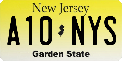 NJ license plate A10NYS