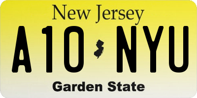 NJ license plate A10NYU