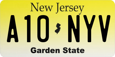 NJ license plate A10NYV