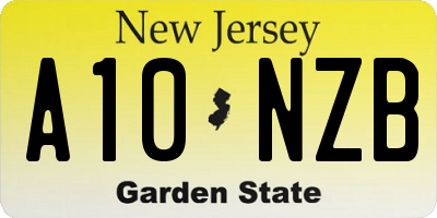 NJ license plate A10NZB