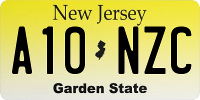 NJ license plate A10NZC