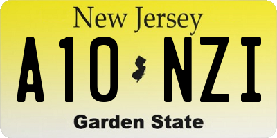 NJ license plate A10NZI