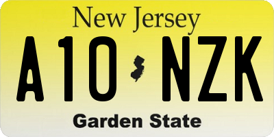 NJ license plate A10NZK