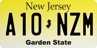 NJ license plate A10NZM