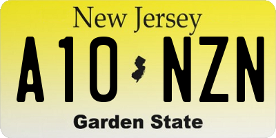 NJ license plate A10NZN