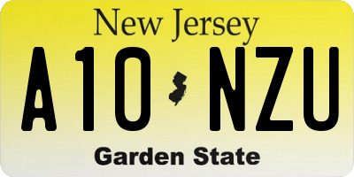 NJ license plate A10NZU