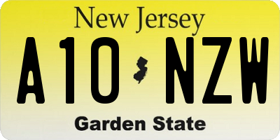 NJ license plate A10NZW