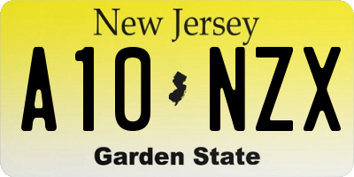 NJ license plate A10NZX