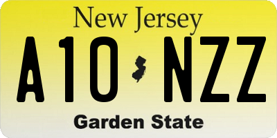 NJ license plate A10NZZ