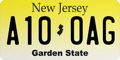 NJ license plate A10OAG