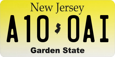 NJ license plate A10OAI