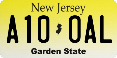 NJ license plate A10OAL