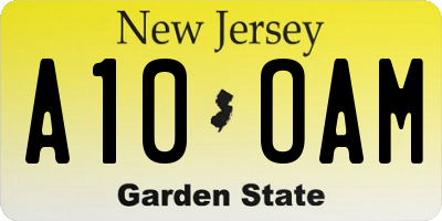 NJ license plate A10OAM