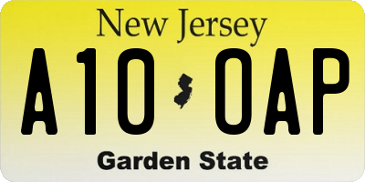 NJ license plate A10OAP