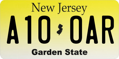 NJ license plate A10OAR