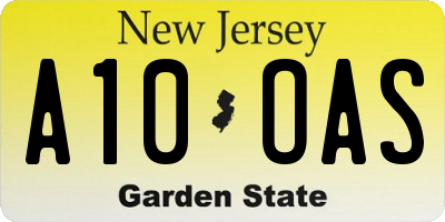 NJ license plate A10OAS