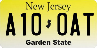 NJ license plate A10OAT