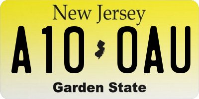 NJ license plate A10OAU