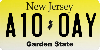 NJ license plate A10OAY