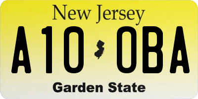 NJ license plate A10OBA