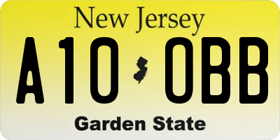 NJ license plate A10OBB